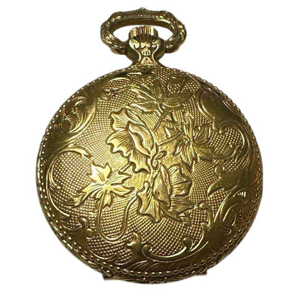 Vintage Dorset mini pocket watch wind up Works! Floral pattern on front & back